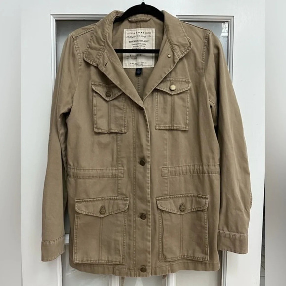 Vintage Y2K Tommy Hilfiger Women’s Military Tan Button Down Jacket Size Medium M - Picture 10 of 10